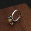 Klusterringar 925 sterling silver mode liten färsk lotus rotation ring kvinnliga smycken thailändskt justerbar etnisk stil