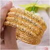 Bangle 24K Luxury Ethiopian Gold Bangles For Women Wedding Bride Bracelets Color Jewelry Middle East African Gifts 221028 Drop Delive Dhbag