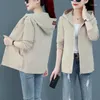 Trench da donna Giacche Donna 2023S Primavera e autunno Giacca a vento Giacca corta con cappuccio Cappotto con fodera femminile Capispalla allentato Top da donna