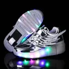 Sneakers Kids LED light roller shoes for boys girl luminous light up skate sneakers with on wheels kids roller skates wings shoes 230110