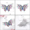 Pinos broches mticolor shinestone beautif Butterfly para mulheres pinos de broche de esmalte acessórios de jóias entrega de gotas de gotas de otdxs
