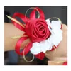 Decorative Flowers Wreaths High Quality Bridal Wedding Wrist Cors Gold White Bridesmaids 10 Pieces/Lot Party Women Decoration1 Dro Dhyds