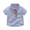 Clothing Sets Children's gentleman summer clothes striped short sleeve tops white shorts 2 pcs clothing sets for kids baby boys party suits 230110