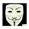 Masques de fête Halloween Horreur Grie Masque Plastique V Vendetta Fl Visage Homme Street Dance Costume Rôle Cosplay Atmosphère Props Drop Deliv Dhpsk