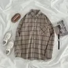 Men's Casual Shirts Vintage Plaid Women Autumn Long Sleeve Oversize Button Up Shirt Korean Fashion Fall Outwear Tops Blusas Mujer 2023