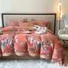 Conjuntos de ropa de cama 2023 Impresión digital de algodón de grapa larga de juego de flores americanas Sábana de cama Funda nórdica 4 piezas