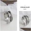 Silver 925 Sterling Sier Size Size Rings Vintage CZ Zircon MTI Layer Ring للنساء المصنوعة يدويًا لإسقاط الإسقاط المجوهرات Fine Dhkao