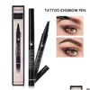 الحواجب معززات Handaiyan Crayon Cil Pencil 4 Fork Micro Crving Tint Eyrproof Eye Brow Brow Tattoo Pen Drop Droper Health DH83X