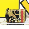 Frauen Kettenwechsel -Umhängetaschen Crossbody Geldbörse Cowide Echtes Leder Gold Hardware Head Lady Handtasche Klassische Grafikdrucks Bag Messengerbeutel