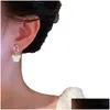 Dangle Chandelier Korean Shell White Butterfly Earrings For Women Cute Small Simple Animal Crystal Drop Party Wedding Jewelry Deliv Dh7W3