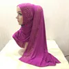 Ethnic Clothing H1429 Fashion Modal Elastic Jersey Cotton Long Scarf With Rhinestones Islamic Hijab Womens Headwrap