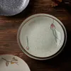 Płytki japońskie ceramiczne obiad talerz retro sałatkowy taca na sałatkę warzywną 7/8 -calowe naczynia do serwowania El El Kitchen Strewa 1PC