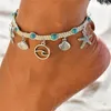 Anklets Huitan Fashion Chain For Women Starfish Shell Tortoise Beach Leg Bracelet Handmade Barefoot Accessories Ankle Jewelry