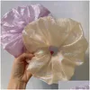 Headbands Summer Net Yarn Large Chiffon Hair Bow Scrunchies For Women Elastic Band Ponytail Holder Tie Girl Accessories Drop Deliver Dhsvi