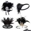 Berretti 1920S Flapper Headband Roaring 20S Accessori Great Gatsby Party Wedding Copricapo Capelli 221107 Drop Delivery Fashion Hats Sc Dhpiz