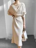 Casual Dresses Vintage Long Sleeve Knitted For Women Party Robe Female Autumn 2023 Retro V-neck Bodycon Dress Korean Slim Waist Vestido