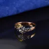 Cluster Rings Real 18k Multi-Tone Gold Woman Lucky Feather Hollow Ring AU750 Gift