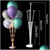 Party Decoration Cyuan 7 Tubes Ballongs Holder Column Stand Clear Plastic Balloon Födelsedagsdekorationer Kids Bröllop Garlands Drop de DHM1J