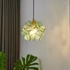 Lampy wiszące prawdziwe miedziane sztuka szklany kwiat kształt żyrandol Lampa sufitowa Orientalna styl retro jadalnia Kitchen Sypialnia Badanie