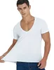 Magliette da uomo T-shirt con scollo a V profondo per uomo Low Cut Scoop Top Tees Drop Tail manica corta da uomo in cotone stile casual 230110