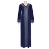 Clothing de roupas étnicas Richkeda Store 2023 Muslim Kimono Abaya Cardigan Mulheres abertas abayas preto Velvet Hijab Dress Dubai Kaftan Robe Plus