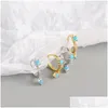 Silver 100 925 Sterling Sier Pendientes de tachuelas de círculo pequeño para mujeres NUEVA Moda Azul Turquoise Charms Parring Joyería de boda Regalos Ml Dhtly