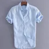 Men's TShirts Colors Linen Short Sleeve Loose Shirt Turndown Collar Simple Style Plain Color Top Summer Cloth buj 230109