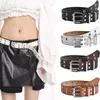 Belts Style Punk Double Pin Buckle Women Waistband For Jeans Fashion Alloy Ladies Retro Decorative Pu Leather Waist Strap