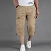 Men's Shorts Knee Length Cargo Summer Casual Cotton Multi Pockets Breeches Cropped Short Trousers Military Camouflage 230130