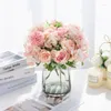 Decorative Flowers 4 Bunches Fake Peony Silk Hydrangea Christmas Garlands Decorations Vase For Home Garden Party Wedding Artificial