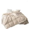 Bedding Sets Europe Princess Cotton Solid Color Lace Bedspread Beige Ruffle Duvet Cover Bed Skirt Linen Wedding Home Textile