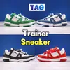 Trener Sneaker Buty Casual Strakowane skórzane francuskie trampki Platforma Kultura wszechstronna deska buty tpr but lateksowy niebieski zielony czarny dżins mężczyźni trenerzy