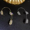 Rücken Ohrringe Silber Gold Farbe Blatt Ohrclips ohne Piercing für Frauen funkelnde Zirkon Manschette Clip Ohrring Hochzeit Schmuck