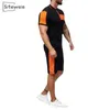 Men's Tracksuits SITEWEIE 2023 Mens Clothes Two Piece Set Summer Short Sports Tees Fashion Patchwork Casual Shorts Breathable Comfortable G7