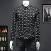 Men's Casual Shirts 2023 Autumn Luxury Men's Slim Fit Long Sleeve Shirt Fashion Flower Cool Blouse Trendy Elegant Social Top