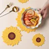 Table Mats & Pads Silicone Tableware Mat Placemat Sun Flower Heat Insulation Dining Non-Slip Coffee Cup Kitchen Decor