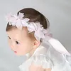 Hårtillbehör baby flicka pannband blomma band båge barn blommor huvudbonad justerbar bröllopsfest tillbehör