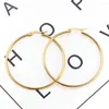 Hoop Earrings FIREBROS Trends Women Stainless Steel 70mm Big Circle Gold Silver Color Drop