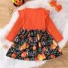 Meisjesjurken Halloween Kinderjurk voor meisjes elegant feest babykleding herfst winter kinderen casual tutu pompoenprint peuter