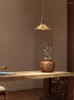 Hängslampor japansk trä koppar lätt restaurang ljuskrona retro mässing valnöt rum bar bordslampa för hem levande fixturer
