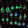 Dangle Chandelier Luminous Pendant Earring Classic Stars Moon Key Shape Glow In The Dark Earrings Women Fluorescence Jewelry Drop D Otqis