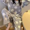 Kadın pijama pazen kadın pijama setleri 2023 Sonbahar Kış Sıcak Kalın Mercan Kadife Uzun Kollu Karikatür Ev Pijamas Set Kız