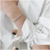 Silver Authentic 925 Sterling Sier Geometric Oval Beads Armband för kvinnor Girls White Gold/18K Gold Color Fine Jewelry Drop Deliver DHQWF