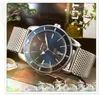 Crime Premium Mens Three Pins Wristwatch 43mm Quartz Movement Male Time Clock Watch Fulll Stainless Steel Mesh Band Sapphire Glass284U