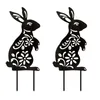 Easter Party Rabbit Garden Decorations Stake Acrylic Hollow Out Rabbit Shaped Outdoor Animal Art Lawn Garden Silhouette