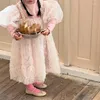فتاة الفتاة رضيع الفتيات نفخة الأكمام الأميرة لباس الدانتيل وهمية قطعتين الخريف ربيع الملابس للأطفال الصغار