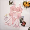 Andere huizen textiel bloemen lingerie set vrouwen roze zwart sexy ondergoed dames transparante Embodiery erotische drop levering tuin tekst DHL6B