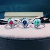 Clusterringen per sieraden Natural Real Ruby of Sapphire Emerald Small Luxury Ring 0.45ct Gemstone 925 Sterling Silver Q204264