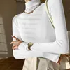 Women's TShirt Woman Tshirts Turtleneck LongSleeved Tshirt Autumn Winter Coat Tops Mujer Camisetas 230110