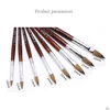 Nail Brushes Kads Kolinsky Sable Pen Red Wood 121416182022 Art Brush For Professional Round Head Ding Tool Drop Delivery Health Beaut Dhght